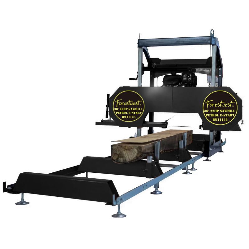 36" Wood Sawmill, 22HP Petrol Engine with E-start, Forestwest BM11136 - Forestwest USA