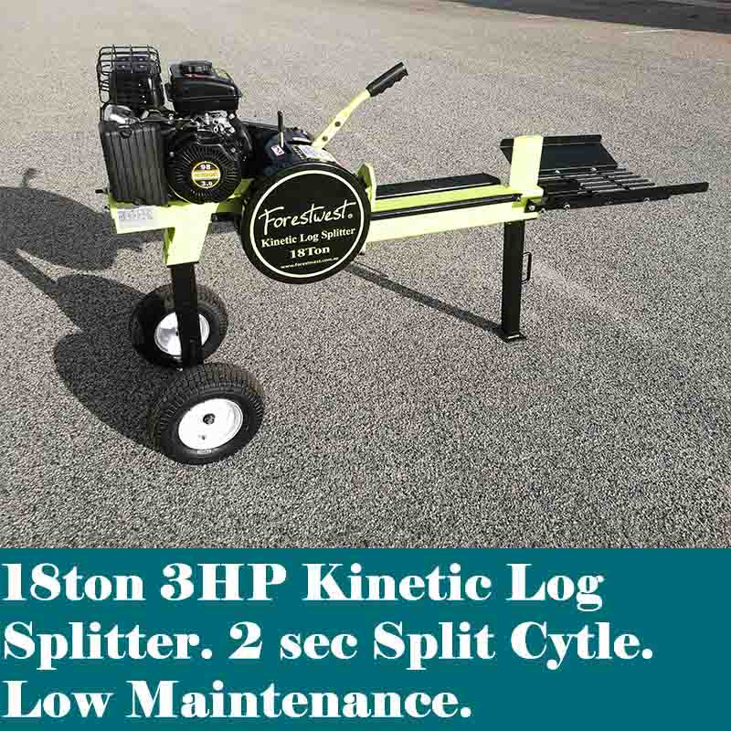 18Ton Kinetic Log Splitter, 3HP Petrol Log Splitter, FORESTWEST BM11097P | Forestwest