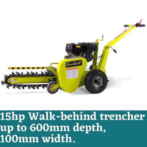 600mm (23.6") Walk Behind Trencher 15HP Petrol Ditch Digger BM689 - Forestwest USA